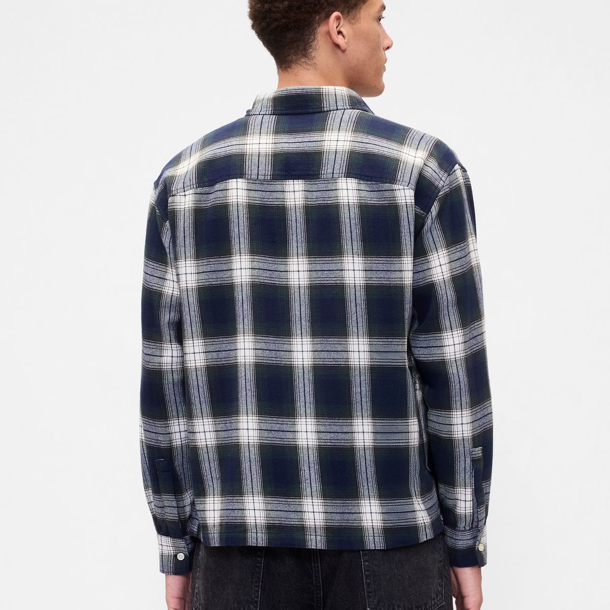 GAP - Camisa Hombre Manga Larga Franela Verde Gap