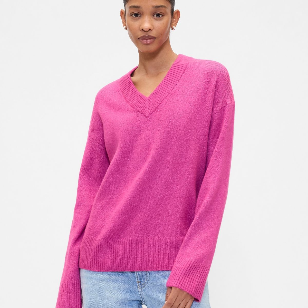 GAP - Sweater Mujer Gap Cuello V Fucsia