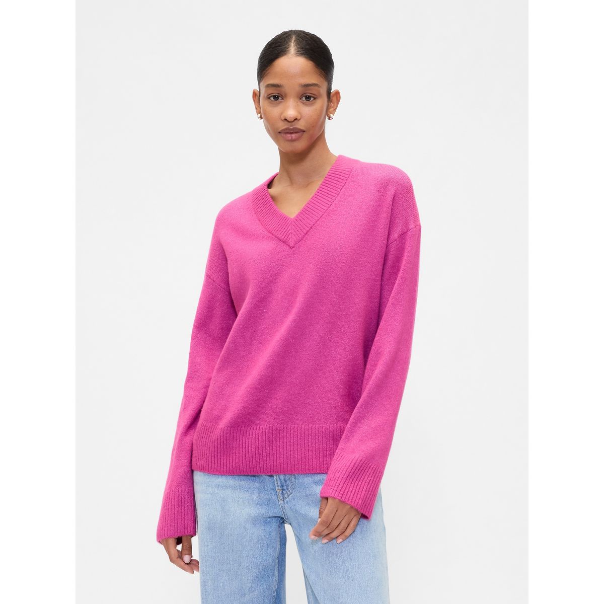 GAP - Sweater Mujer Gap Cuello V Fucsia