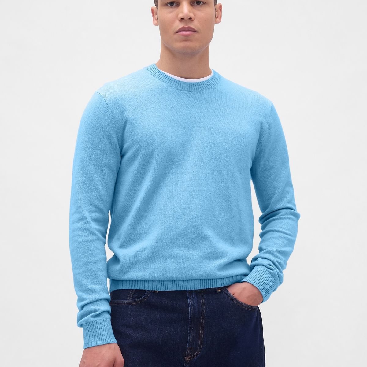 GAP - Sweater Hombre Gap Crew Cashsoft Algodón Azul