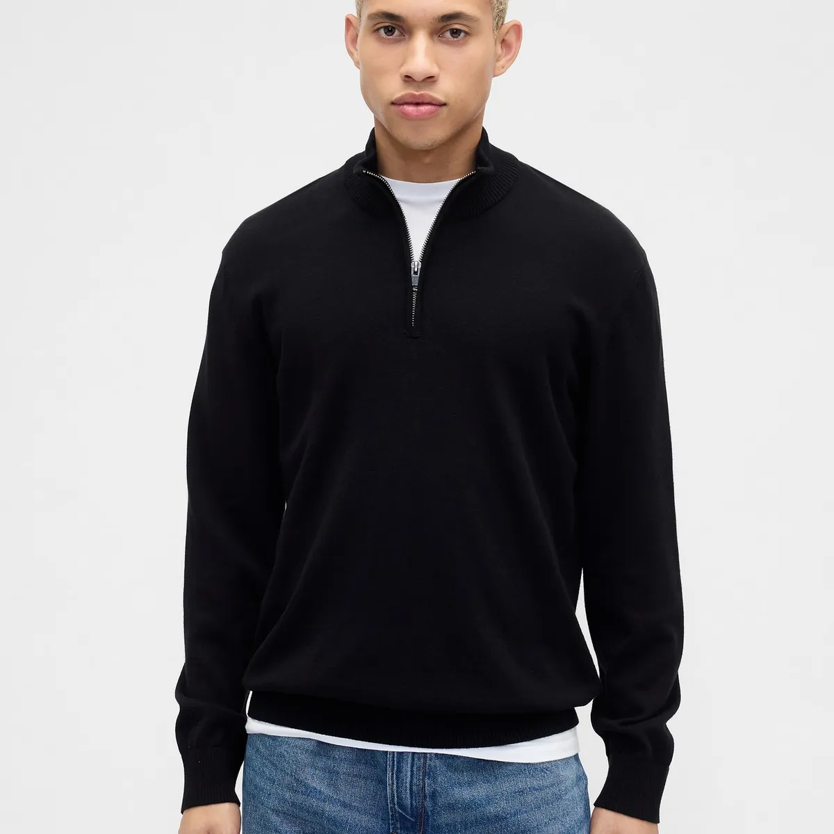 GAP - Chaleco Hombre Mock Negro Gap