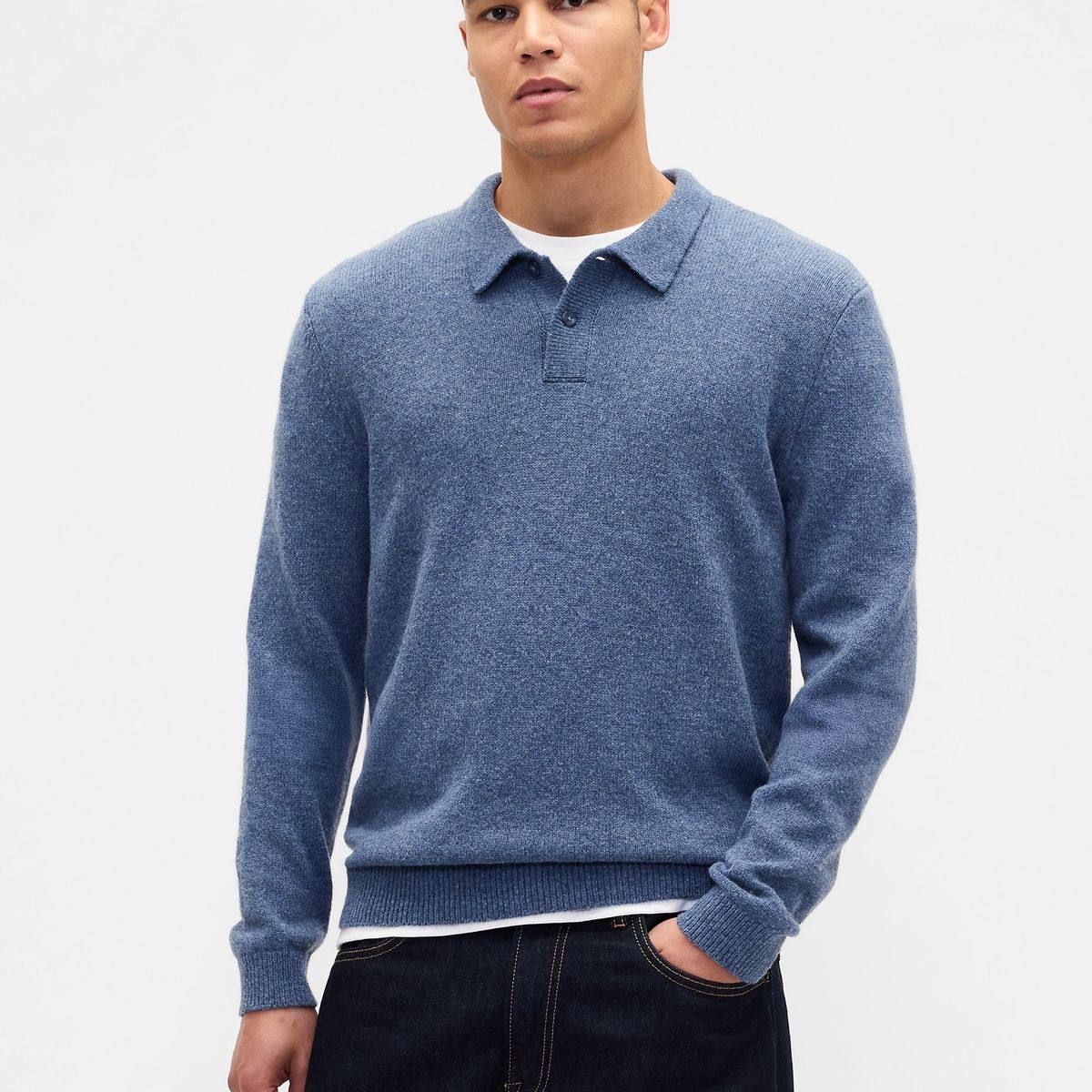 GAP - Sweater Hombre Gap Polo Corte Recto Azul