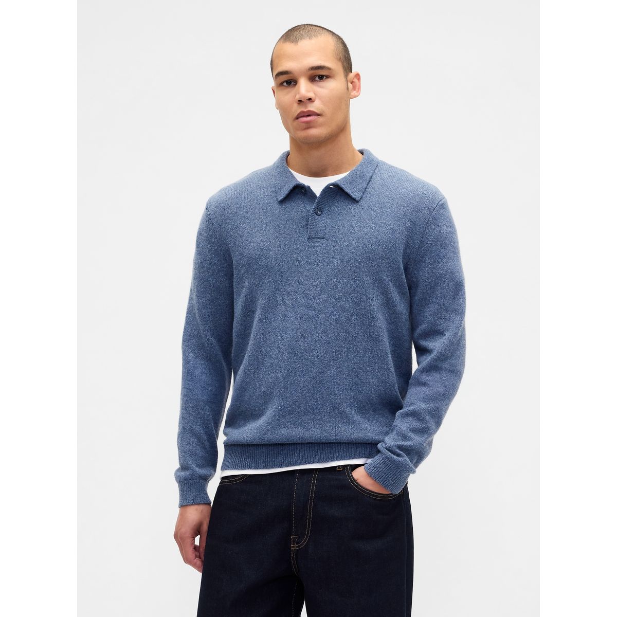 GAP - Sweater Hombre Gap Polo Corte Recto Azul
