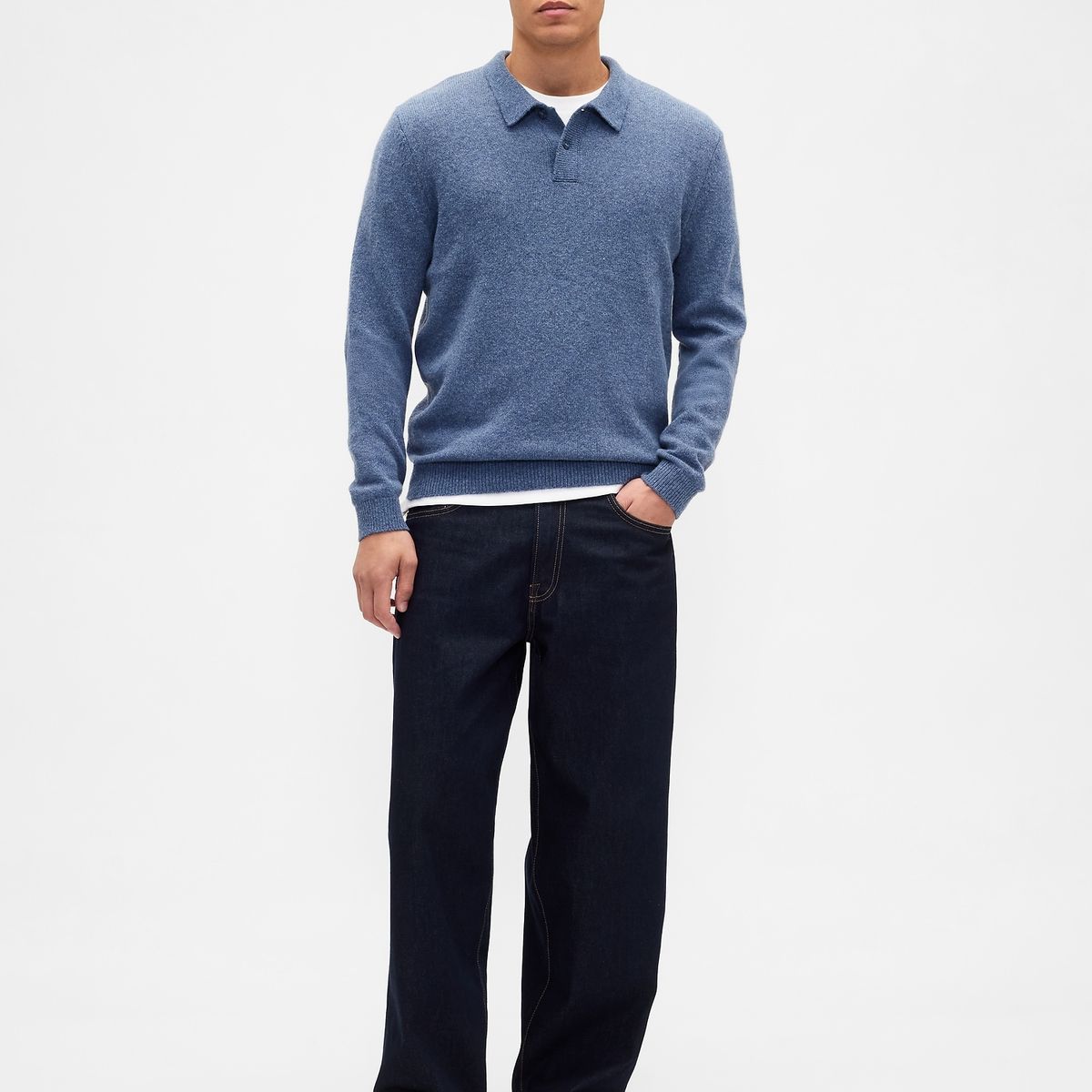 GAP - Sweater Hombre Gap Polo Corte Recto Azul