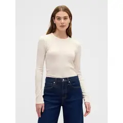 GAP - Polera Mujer Manga Larga Beige