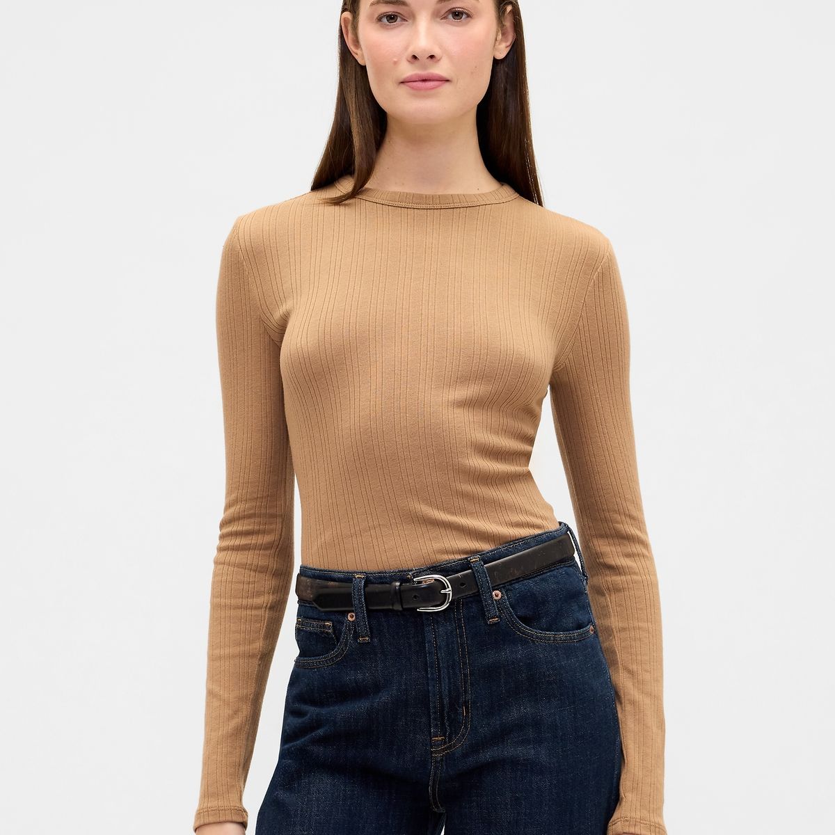 GAP - Polera Mujer Gap Manga Larga Café
