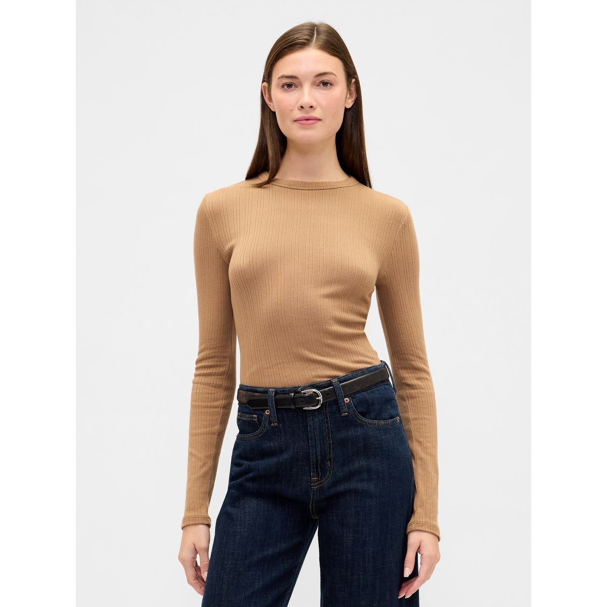 GAP - Polera Mujer Gap Manga Larga Café