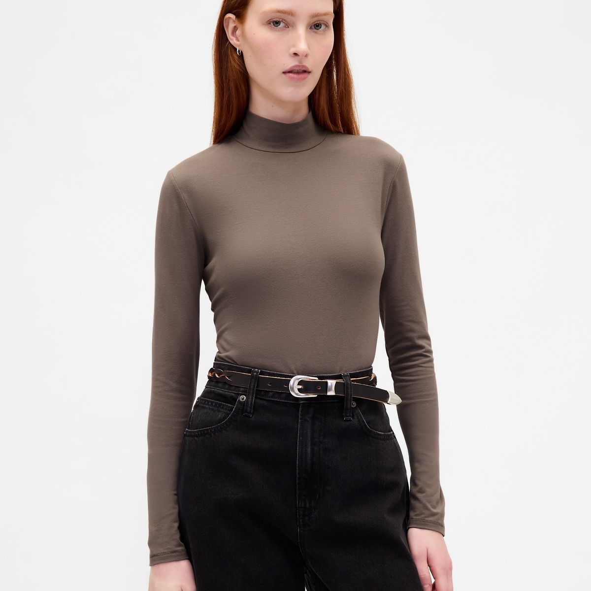 GAP - Polera Mujer Manga Larga Tneck Café Gap