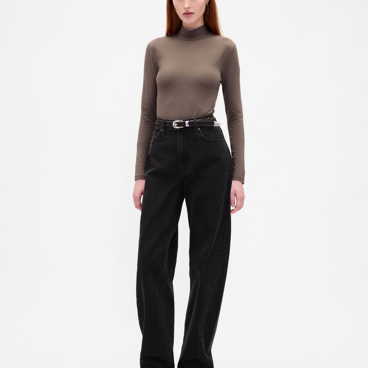 GAP - Polera Mujer Manga Larga Tneck Café Gap