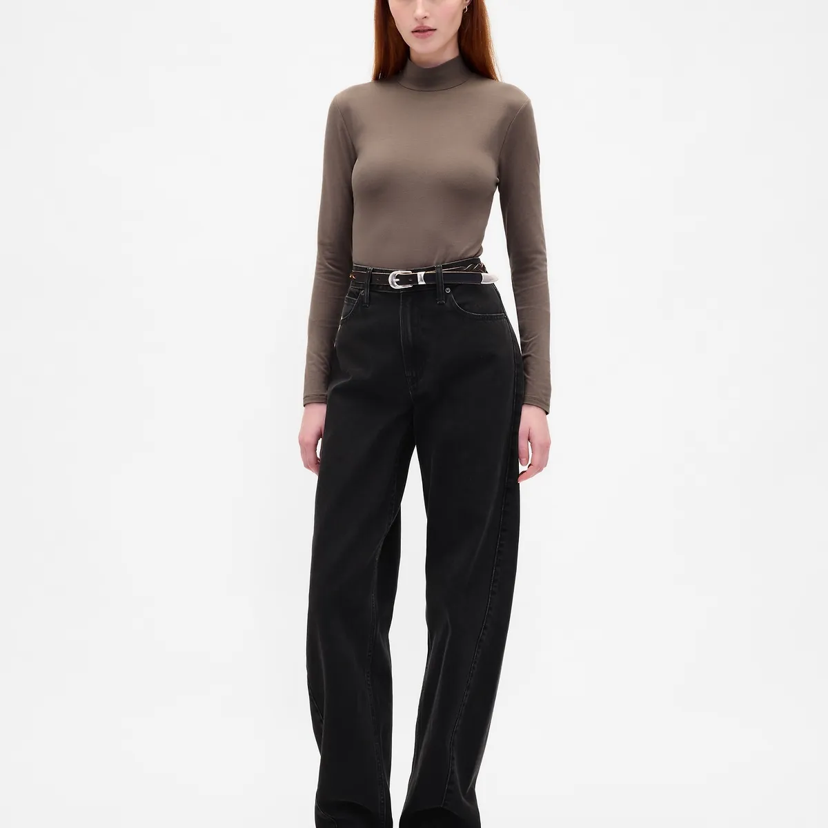 GAP - Polera Mujer Manga Larga Tneck Café Gap