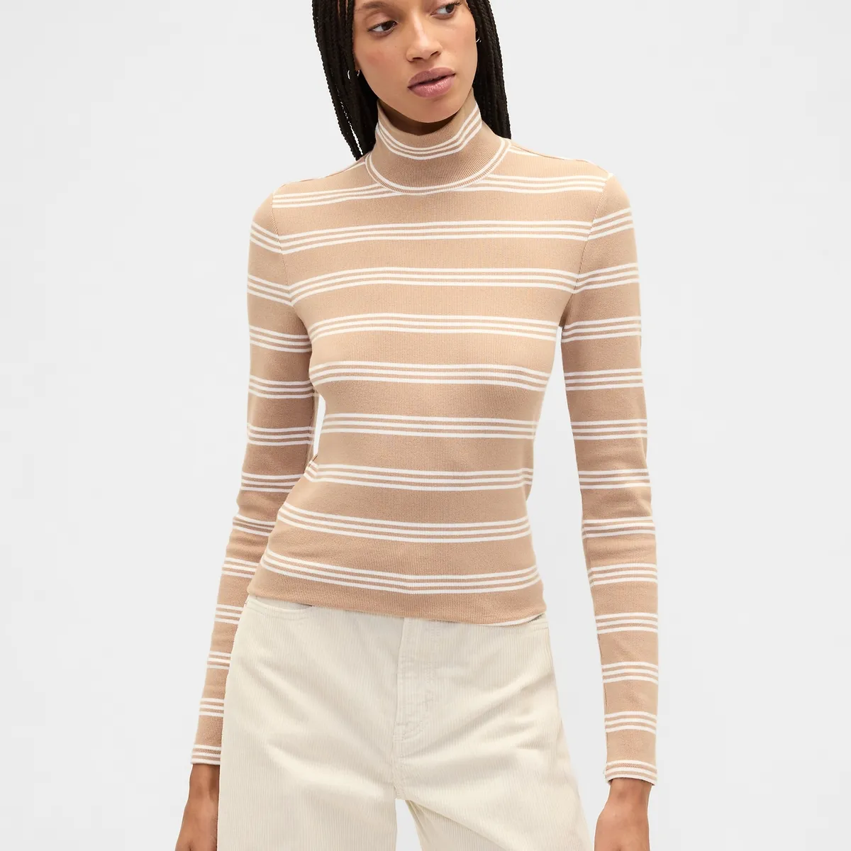 GAP - Polera Mujer Manga Larga Tneck Café Gap