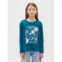 GAP - Polera Niña Manga Larga Graficas Celeste Celeste