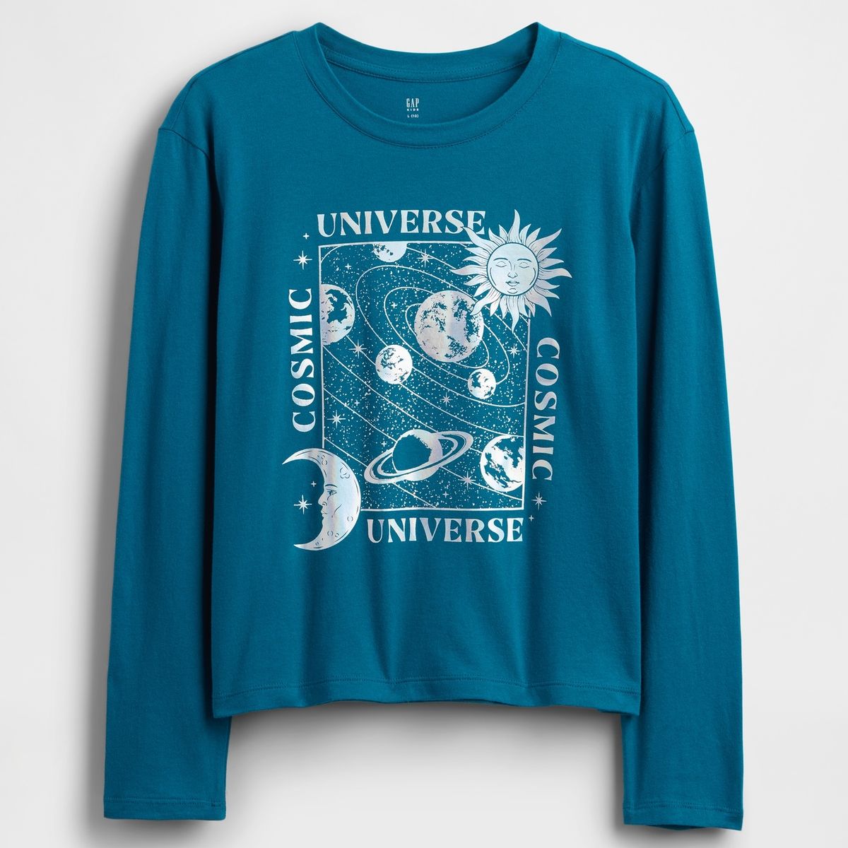 GAP - Polera Niña Gap Manga Larga Graficas Celeste Celeste