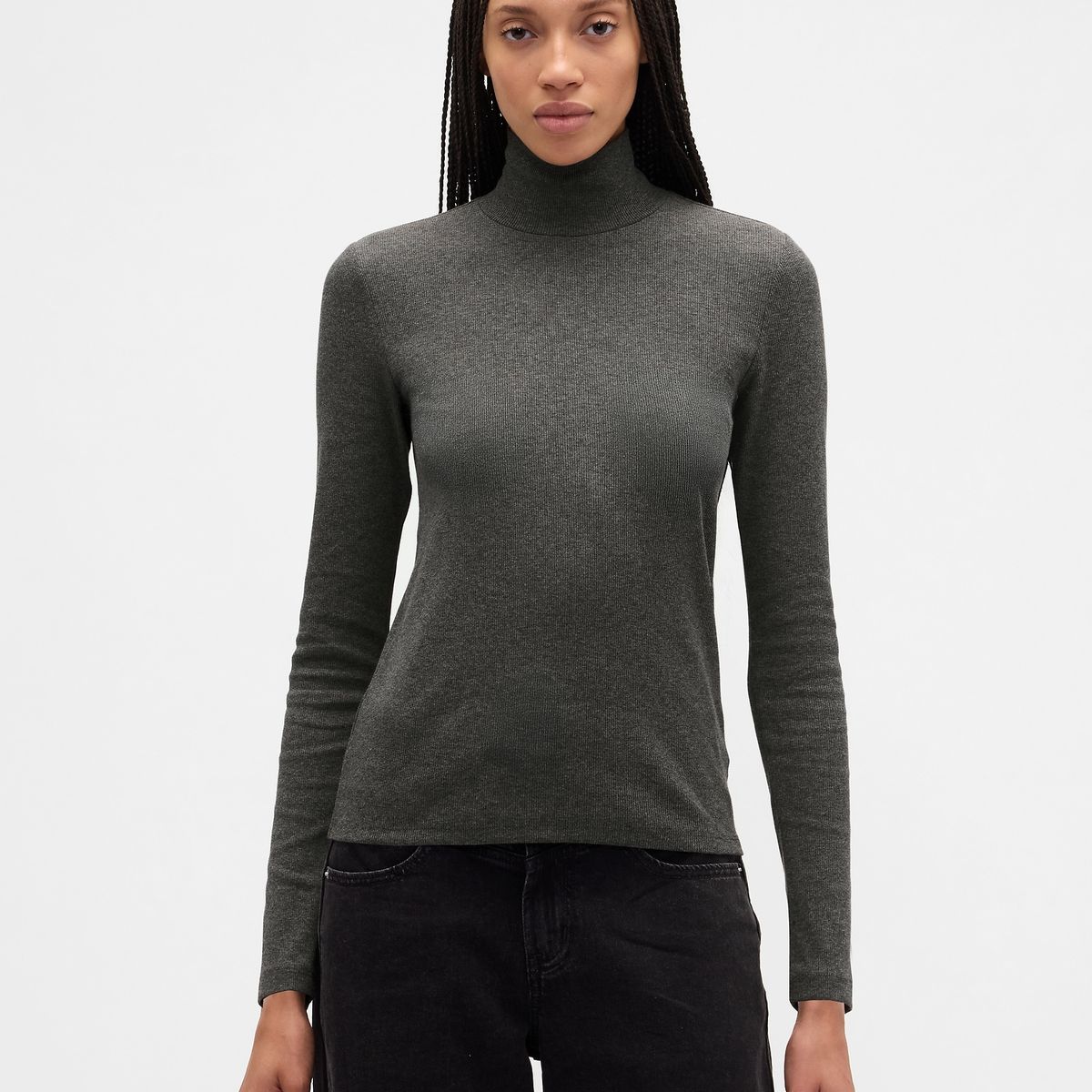 GAP - Polera Mujer Gap Manga Larga Tneck Gris