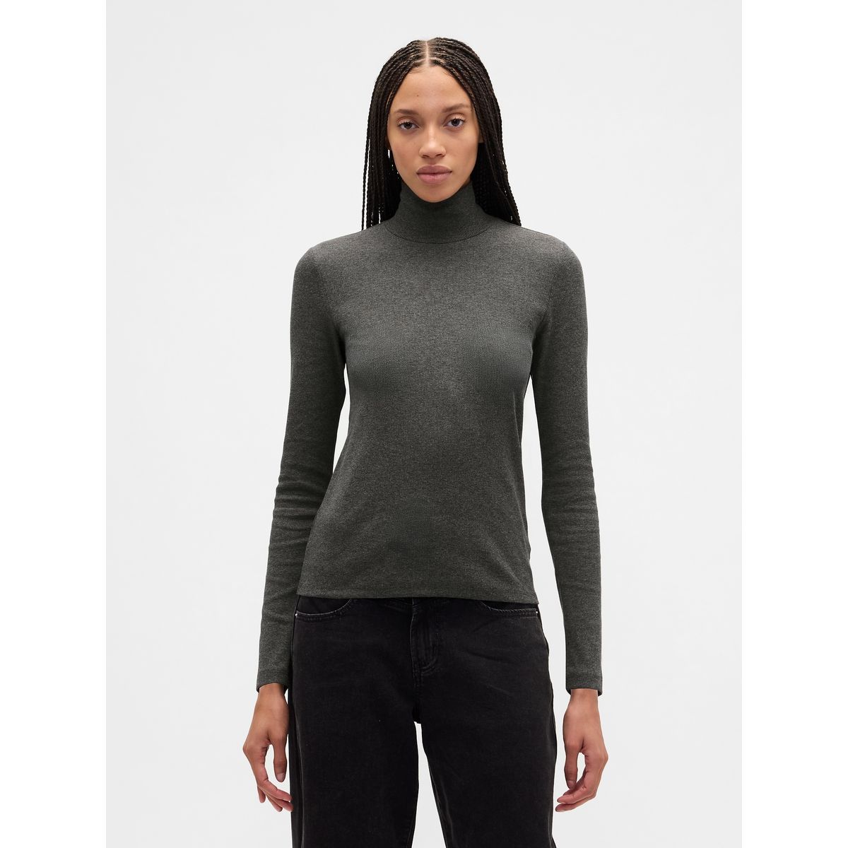 GAP - Polera Mujer Gap Manga Larga Tneck Gris