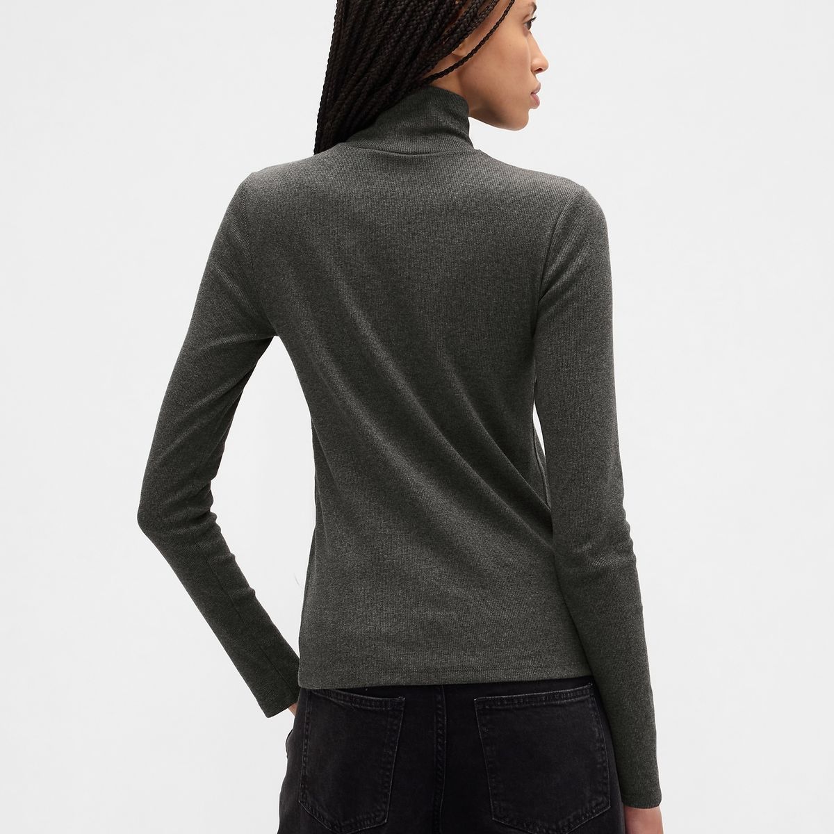 GAP - Polera Mujer Gap Manga Larga Tneck Gris