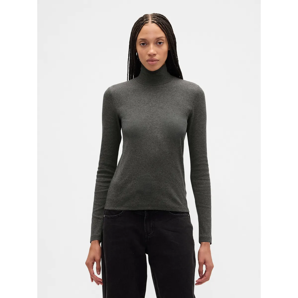 GAP - Polera Mujer Gap Manga Larga Tneck Gris