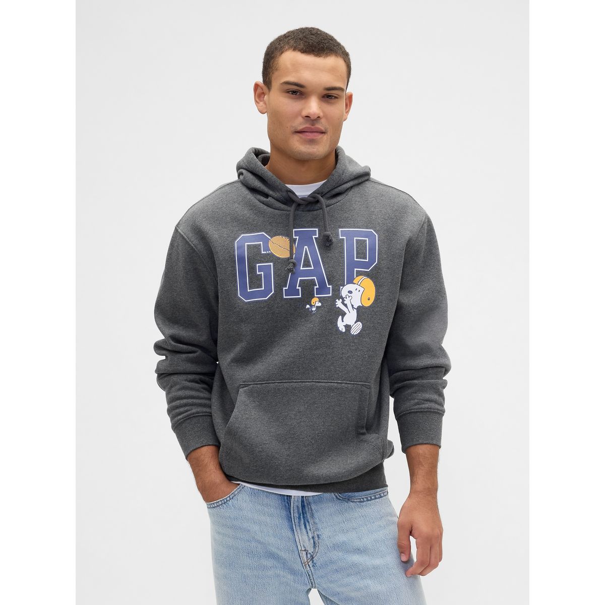 GAP - Polerón Hombre Con Gorro Sin Cierre Logo Gris Gap