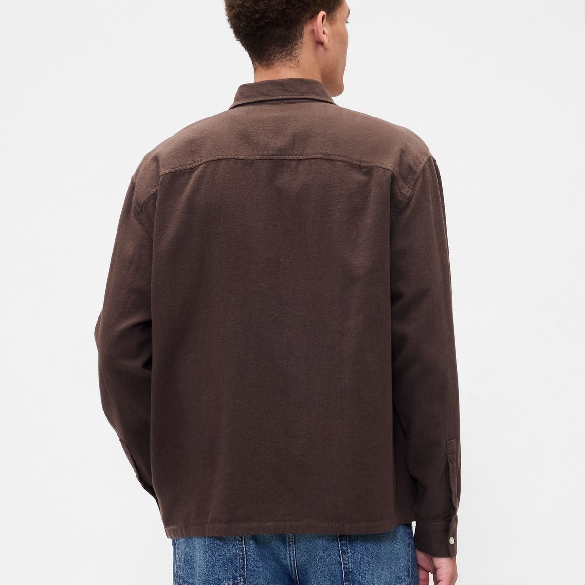 GAP - Camisa Hombre Gap Manga Larga Franela Café