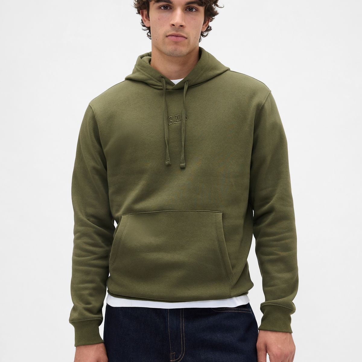 GAP - Polerón Hombre Gap Con Gorro Sin Cierre Logo Verde