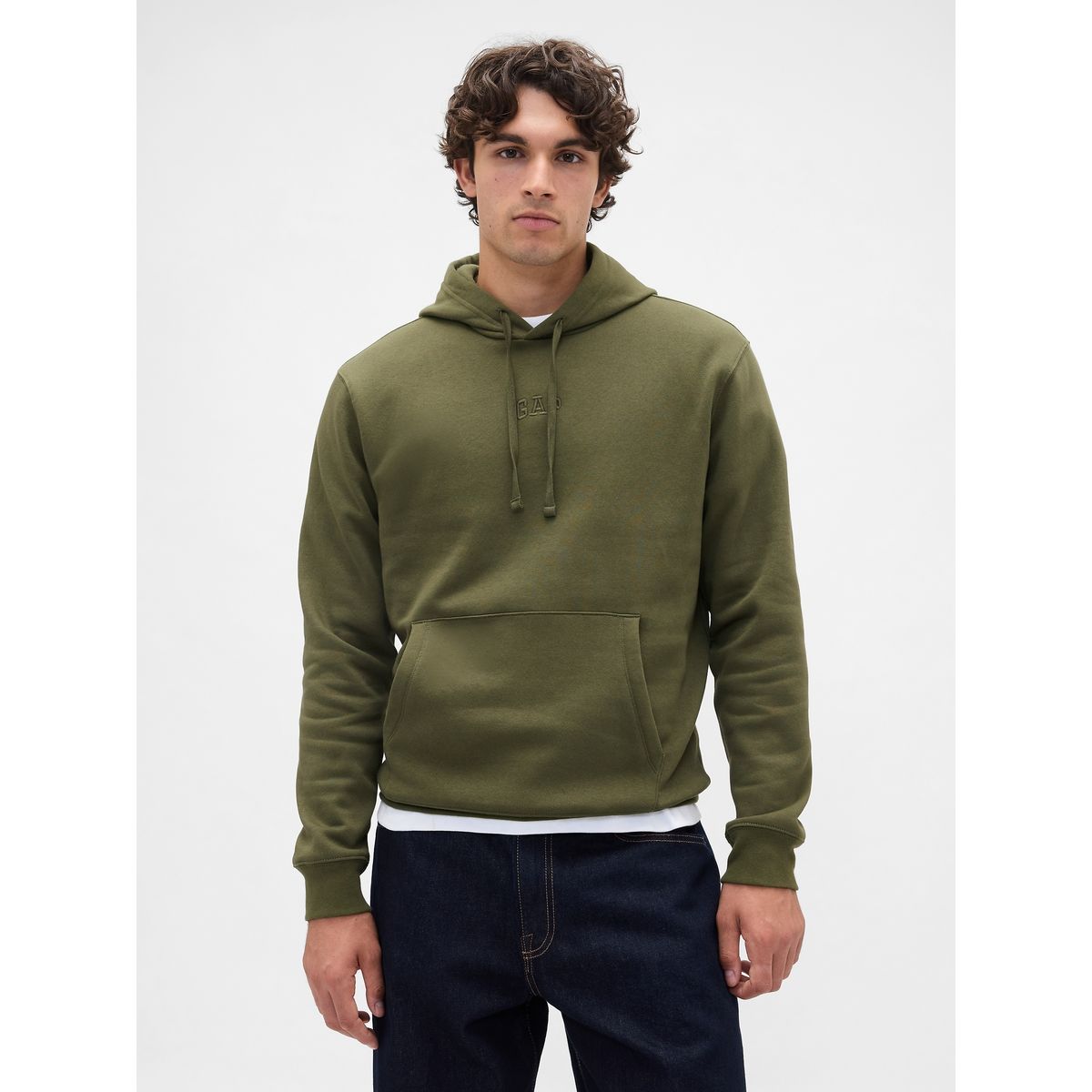 GAP - Polerón Hombre Con Gorro Sin Cierre Logo Verde Gap