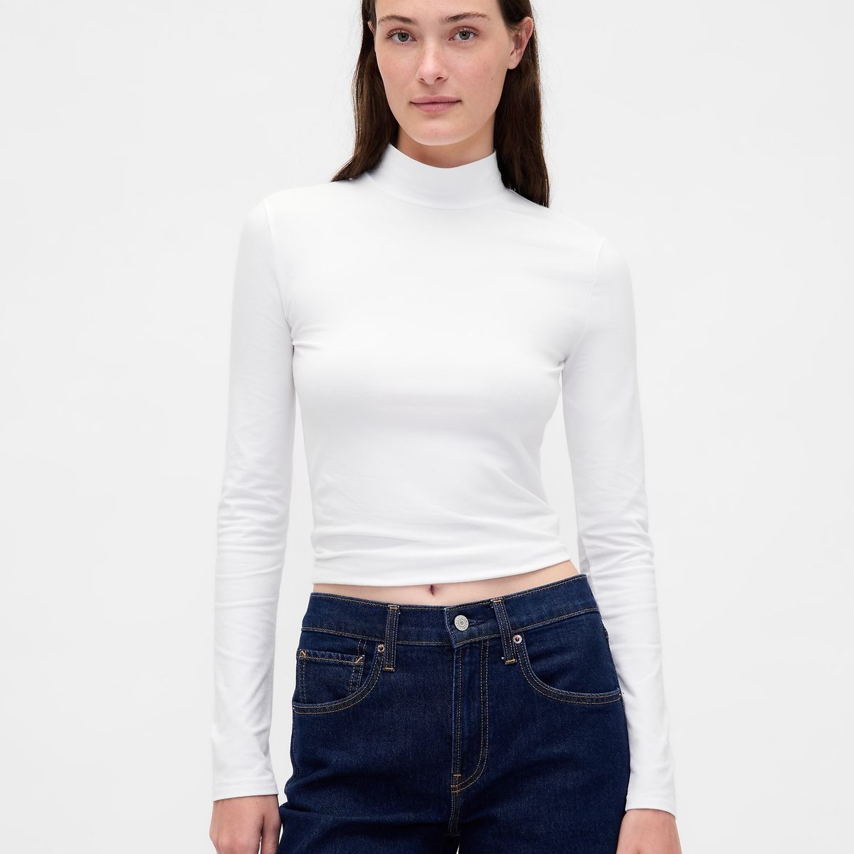 GAP - Polera Mujer Gap Manga Larga Tneck Blanco