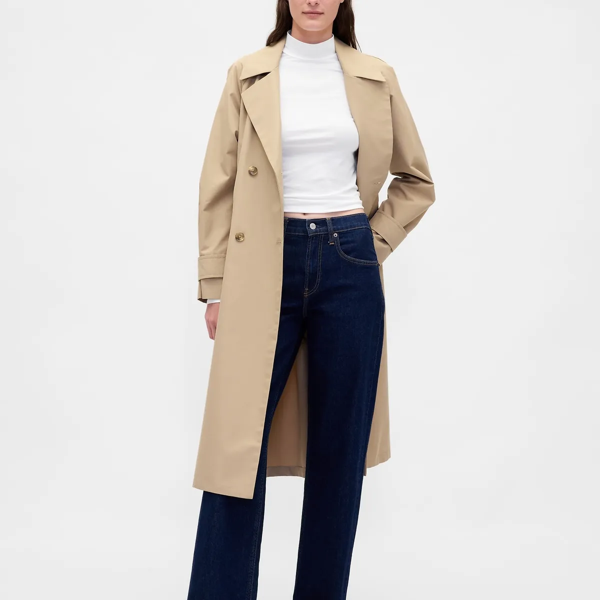 GAP - Polera Mujer Gap Manga Larga Tneck Blanco