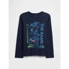 GAP - Polera Niño Manga Larga Azul