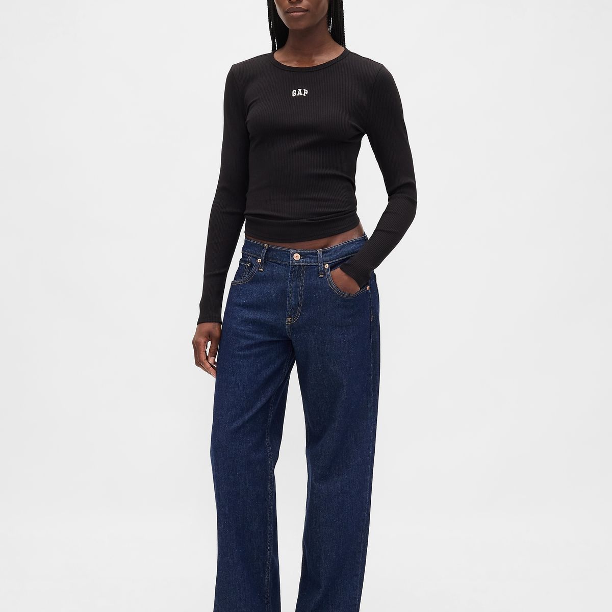 GAP - Polera Mujer Manga Larga Logo Negro Gap