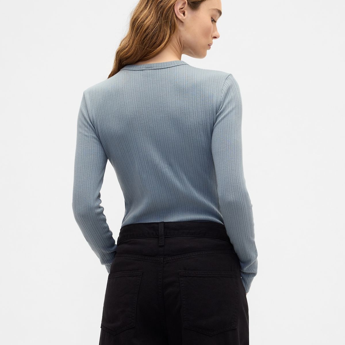 GAP - Polera Mujer Gap Manga Larga Azul