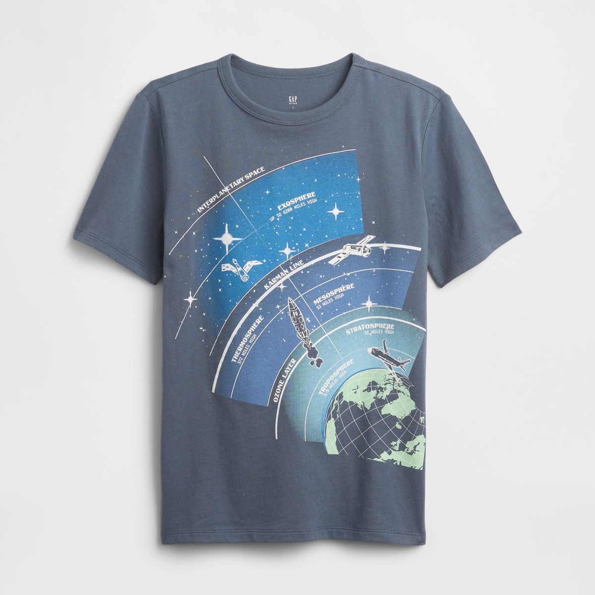 GAP - Polera Niño Manga Corta Graficas Azul Gap