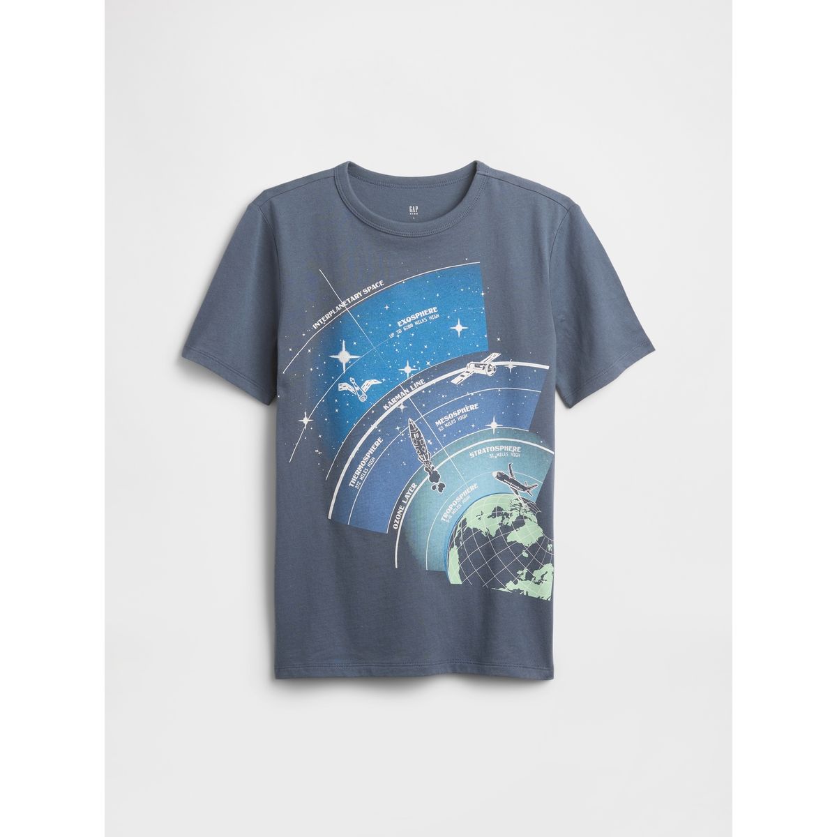GAP - Polera Niño Manga Corta Graficas Azul Gap