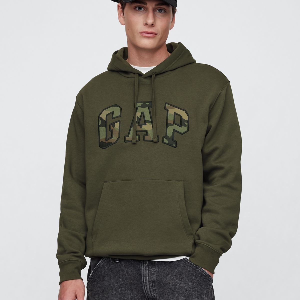 GAP - Polerón Hombre Gap Con Gorro Sin Cierre Logo Negro