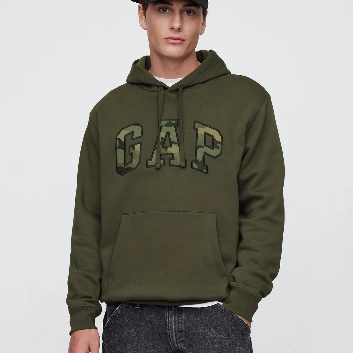 GAP - Polerón Hombre Gap Con Gorro Sin Cierre Logo Negro