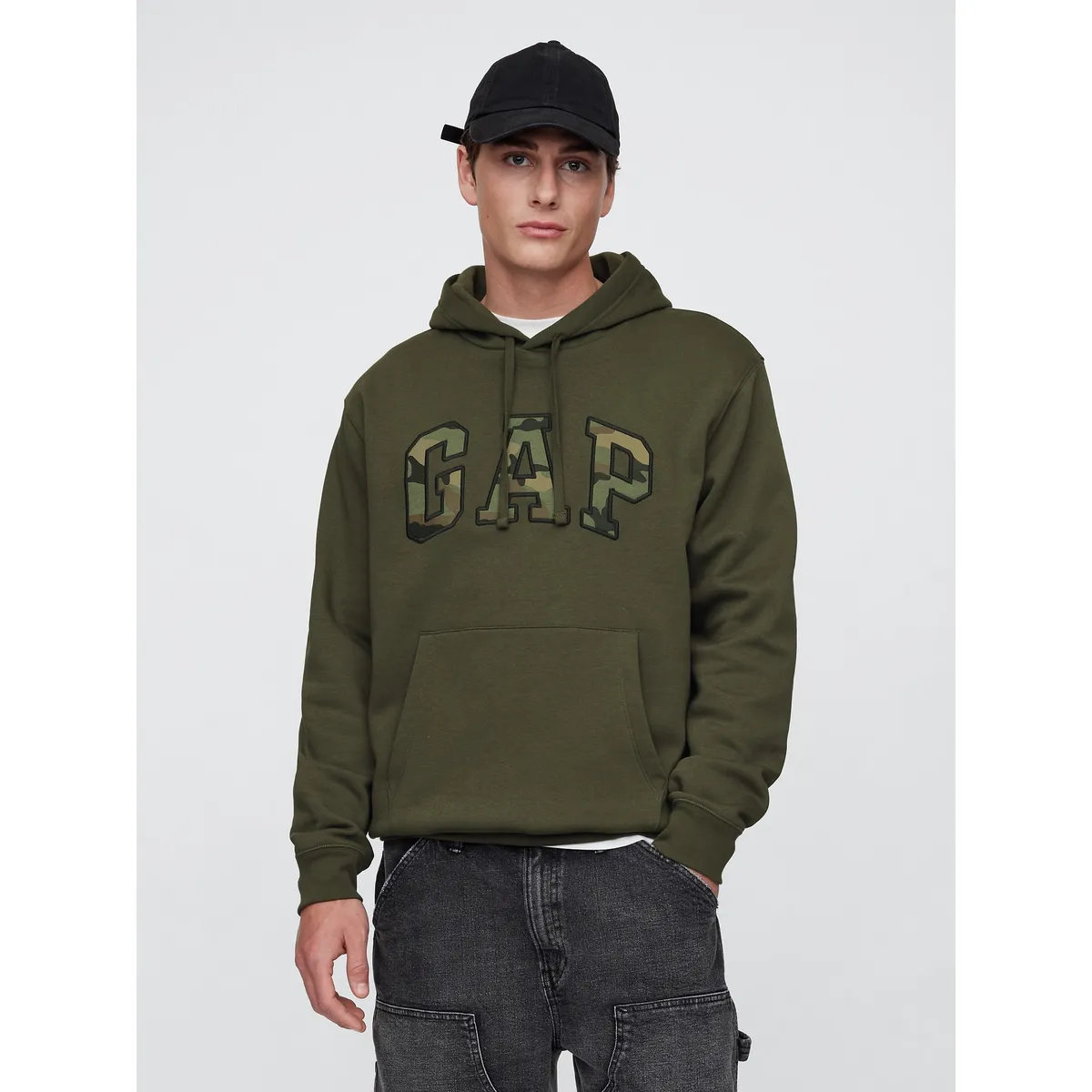 GAP - Polerón Hombre Gap Con Gorro Sin Cierre Logo Negro