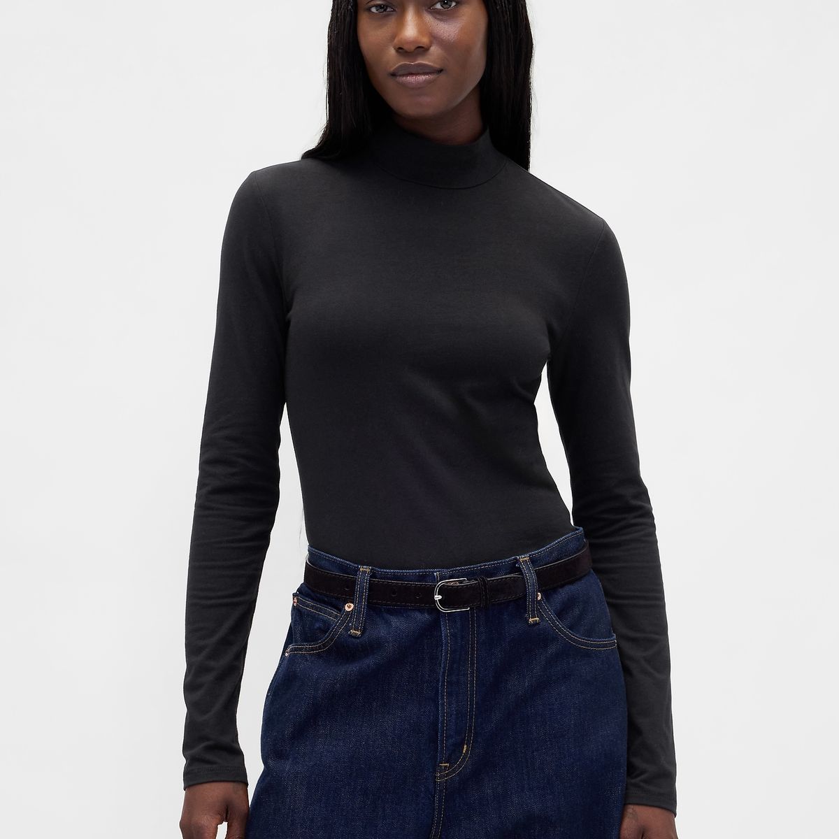 GAP - Polera Mujer Gap Manga Larga Tneck Negro