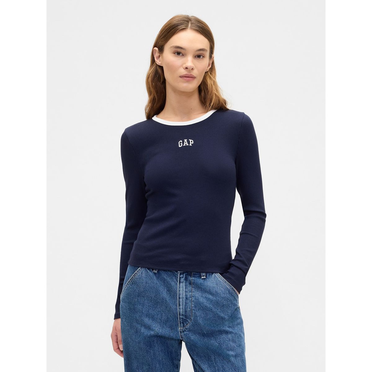 GAP - Polera Mujer Gap Manga Larga Logo Azul
