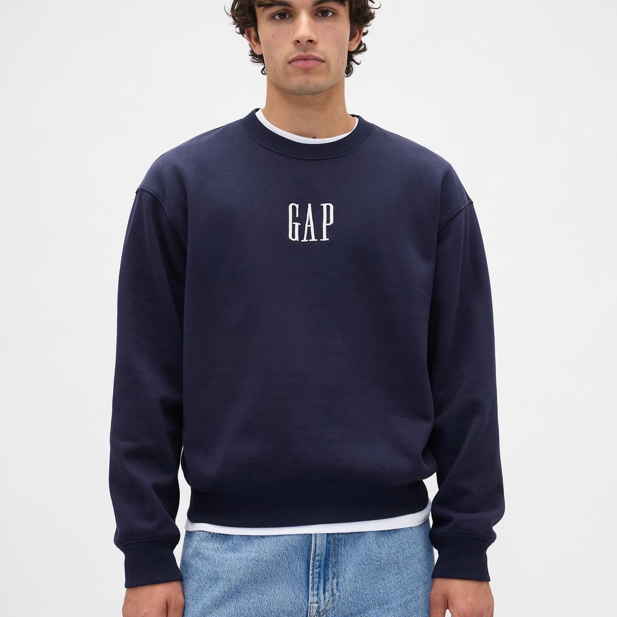 GAP - Polerón Hombre Gap Sin Gorro Logo Crew Azul