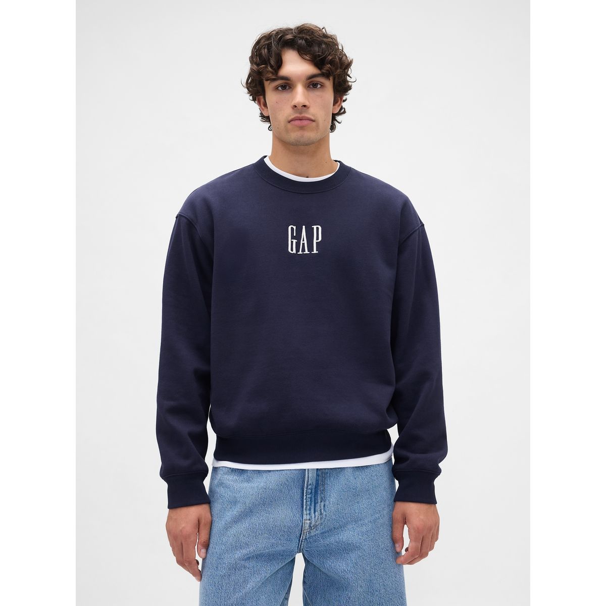 GAP - Polerón Hombre Gap Sin Gorro Logo Crew Azul