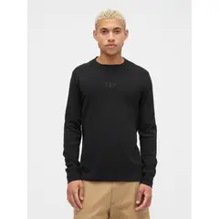 GAP - Polera Hombre Manga Larga Waffle Negro