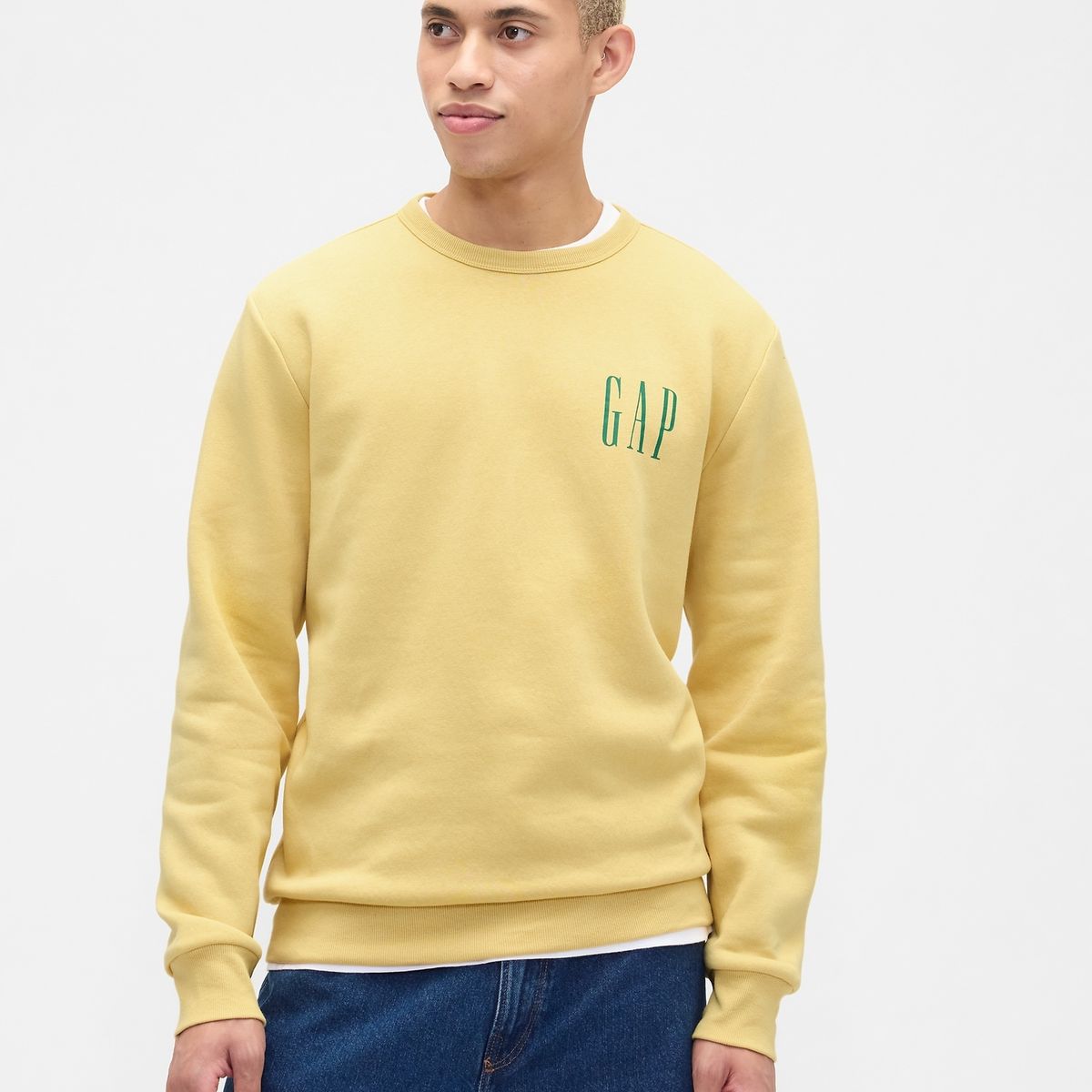 GAP - Polerón Hombre Sin Gorro Logo Crew Amarillo Gap