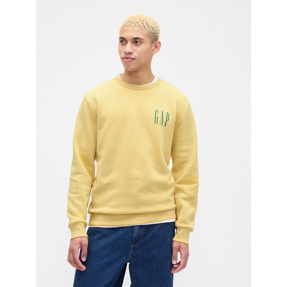 GAP - Polerón Hombre Sin Gorro Logo Crew Amarillo Gap