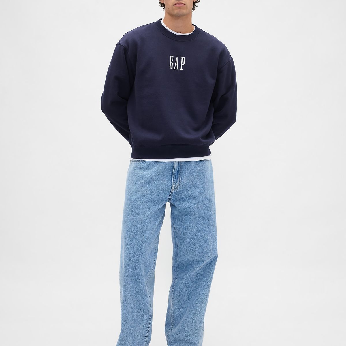 GAP - Polerón Hombre Gap Sin Gorro Logo Crew Azul