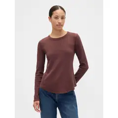 GAP - Polera Mujer Manga Larga Waffle Café