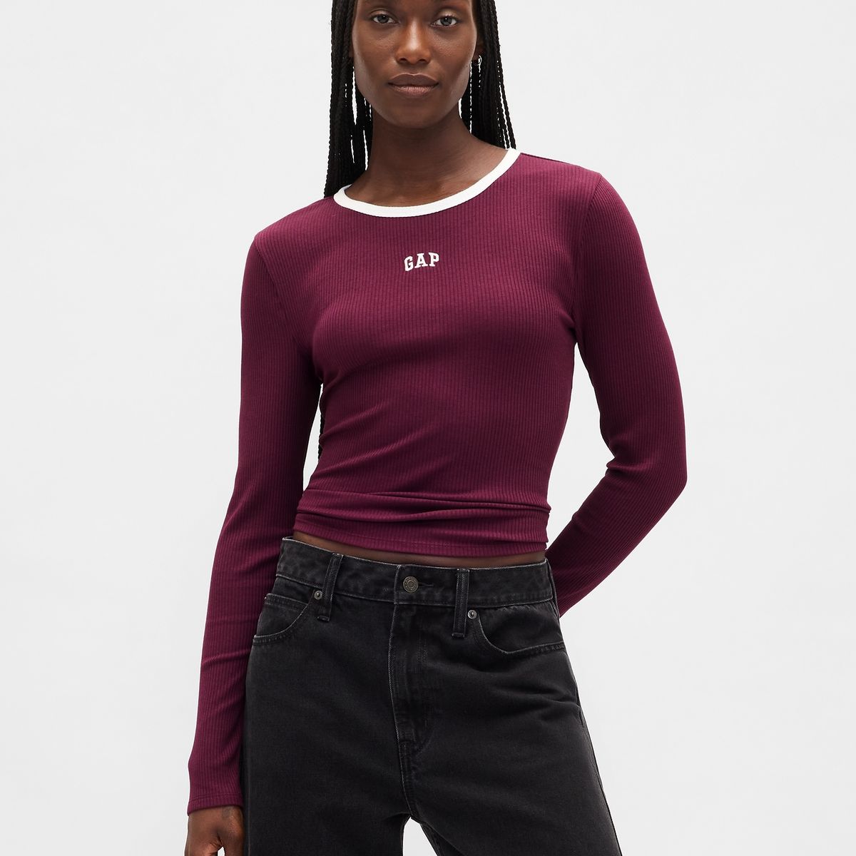 GAP - Polera Mujer Gap Manga Larga Logo Rojo