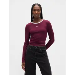 GAP - Polera Mujer Manga Larga Logo Rojo