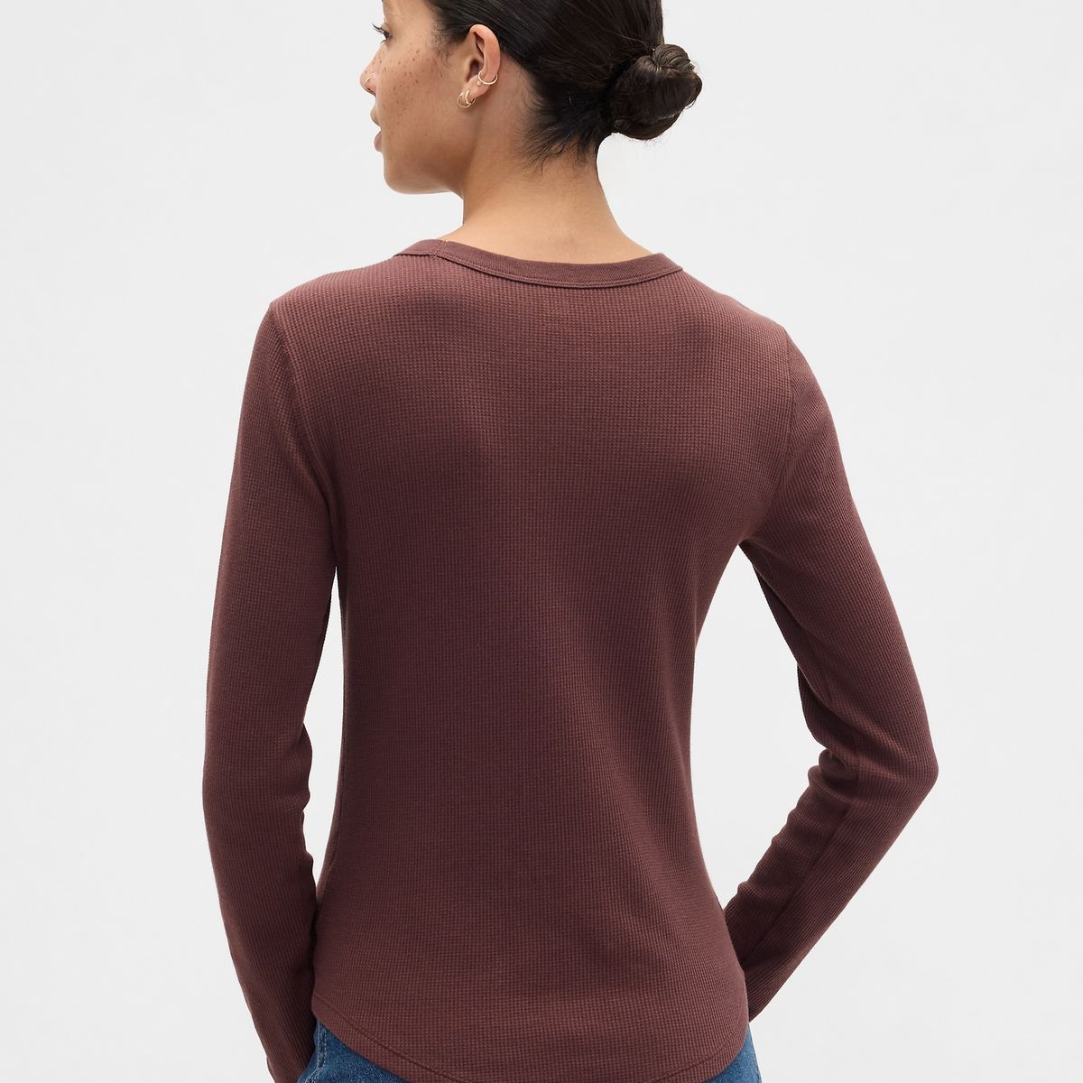 GAP - Polera Mujer Gap Manga Larga Waffle Café