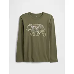GAP - Polera Niño Manga Larga Graficas Verde