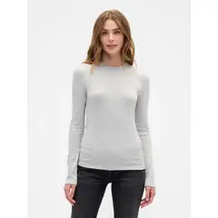 GAP - Polera Mujer Manga Larga Gris