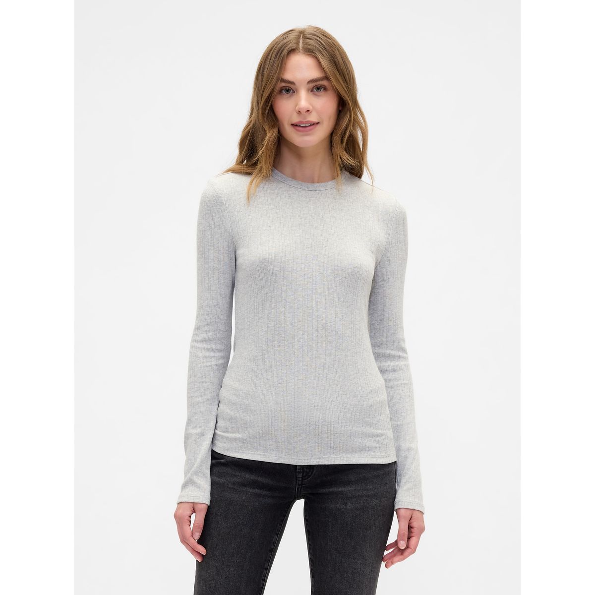 GAP - Polera Mujer Gap Manga Larga Gris